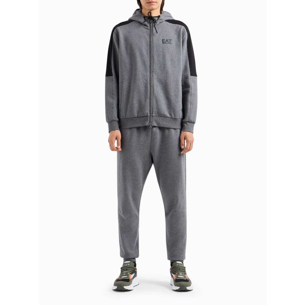 Emporio Armani EA7 Sportieve hoodie en jogger set Gray Heren