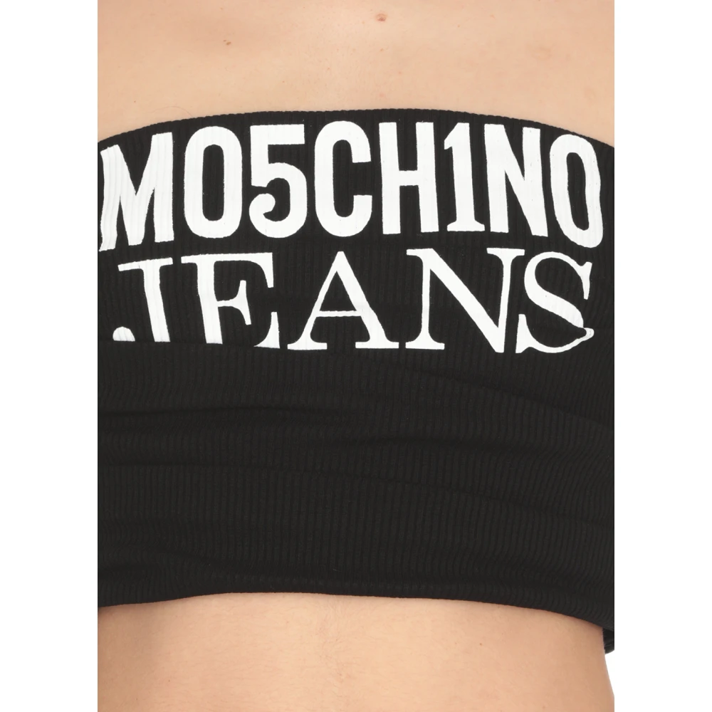 Moschino Zwarte Mouwloze Top met Logo Black Dames