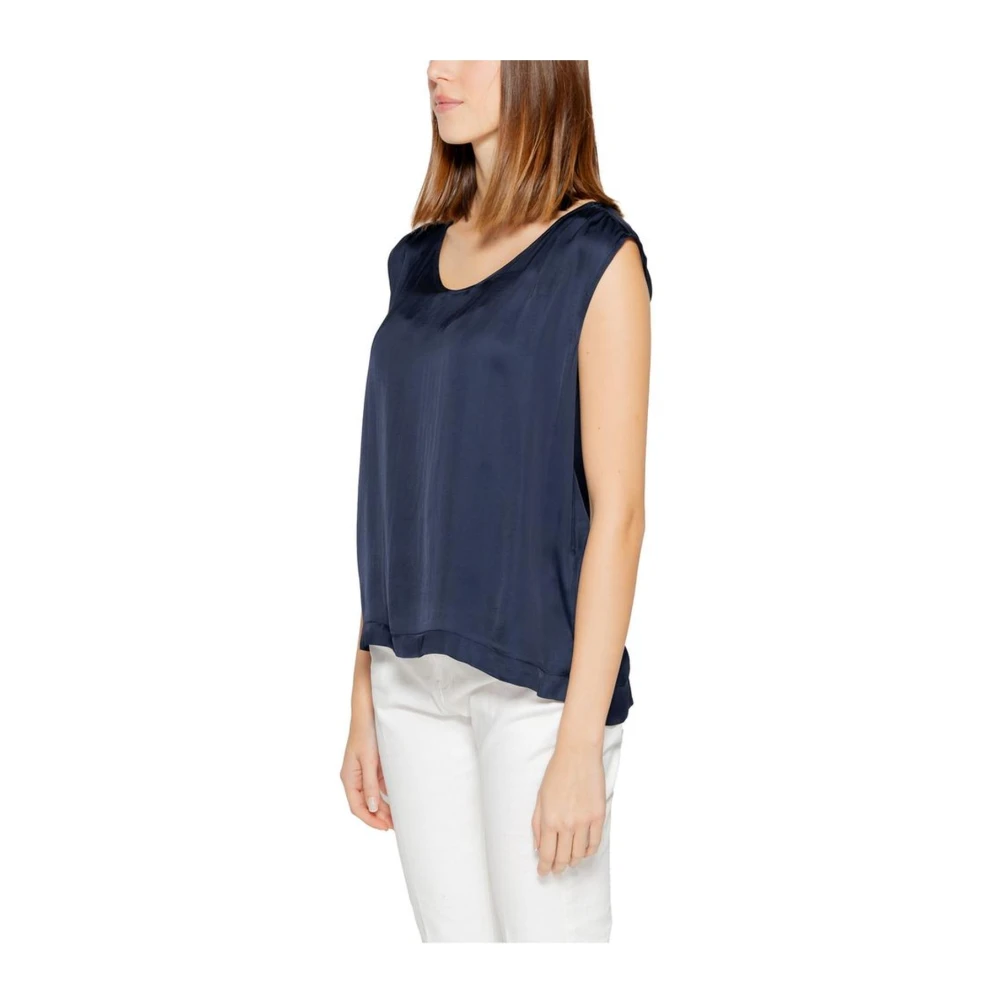 Street One Korte Mouw Viscose Blouse Blue Dames