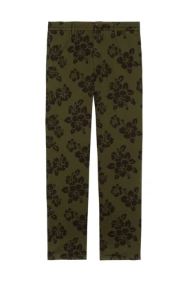Hibiscus Print Khaki Byxor