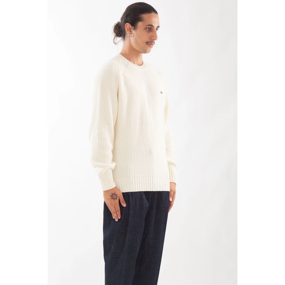 Lacoste Ribgebreide Raglan Trui Beige Heren
