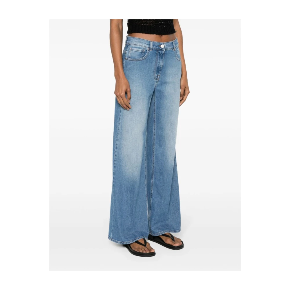 PESERICO Flared Jeans met High-Rise Taille Blue Dames
