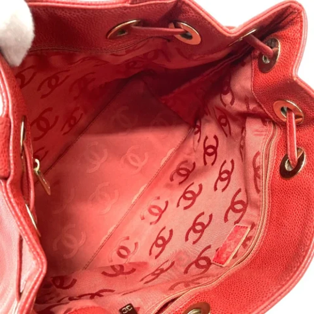 Chanel Vintage Pre-owned Leather totes Red Dames