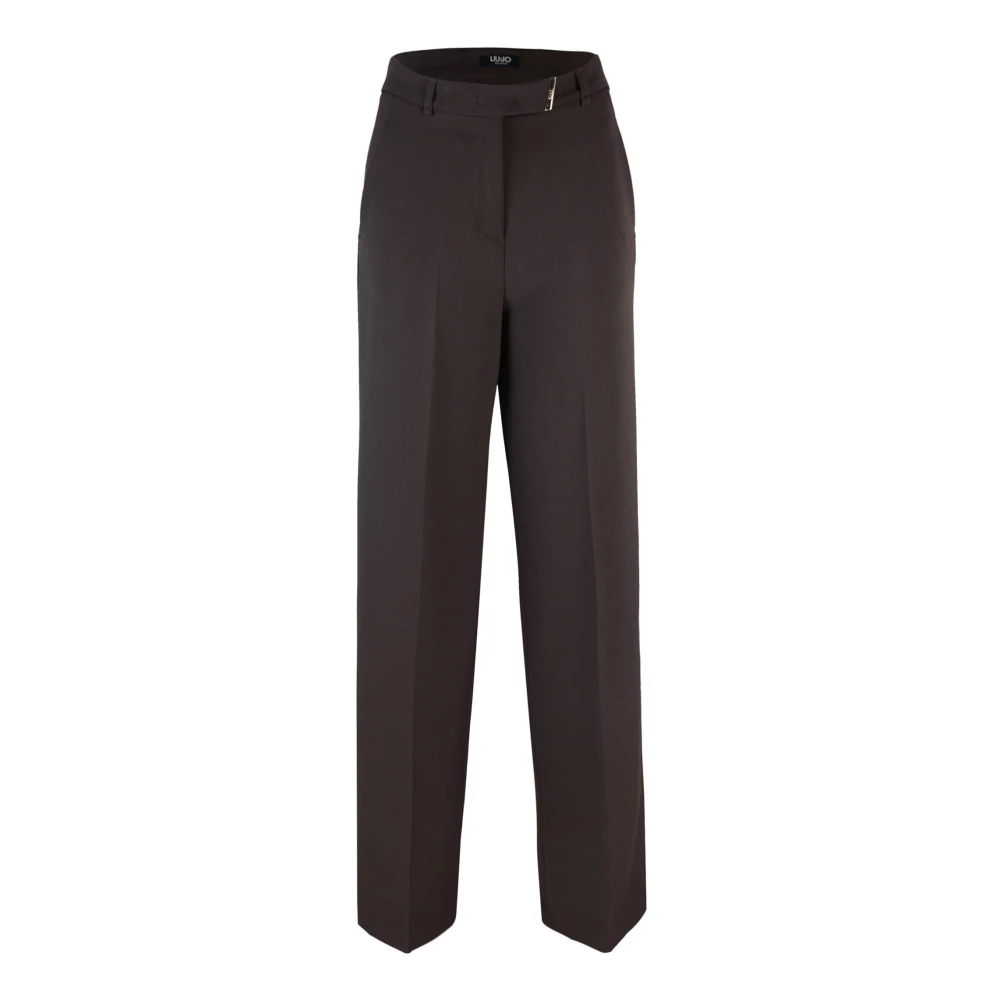 Liu Jo Women's Brown Straight Trousers, S, Regular Fit Trousers Zip Closure
