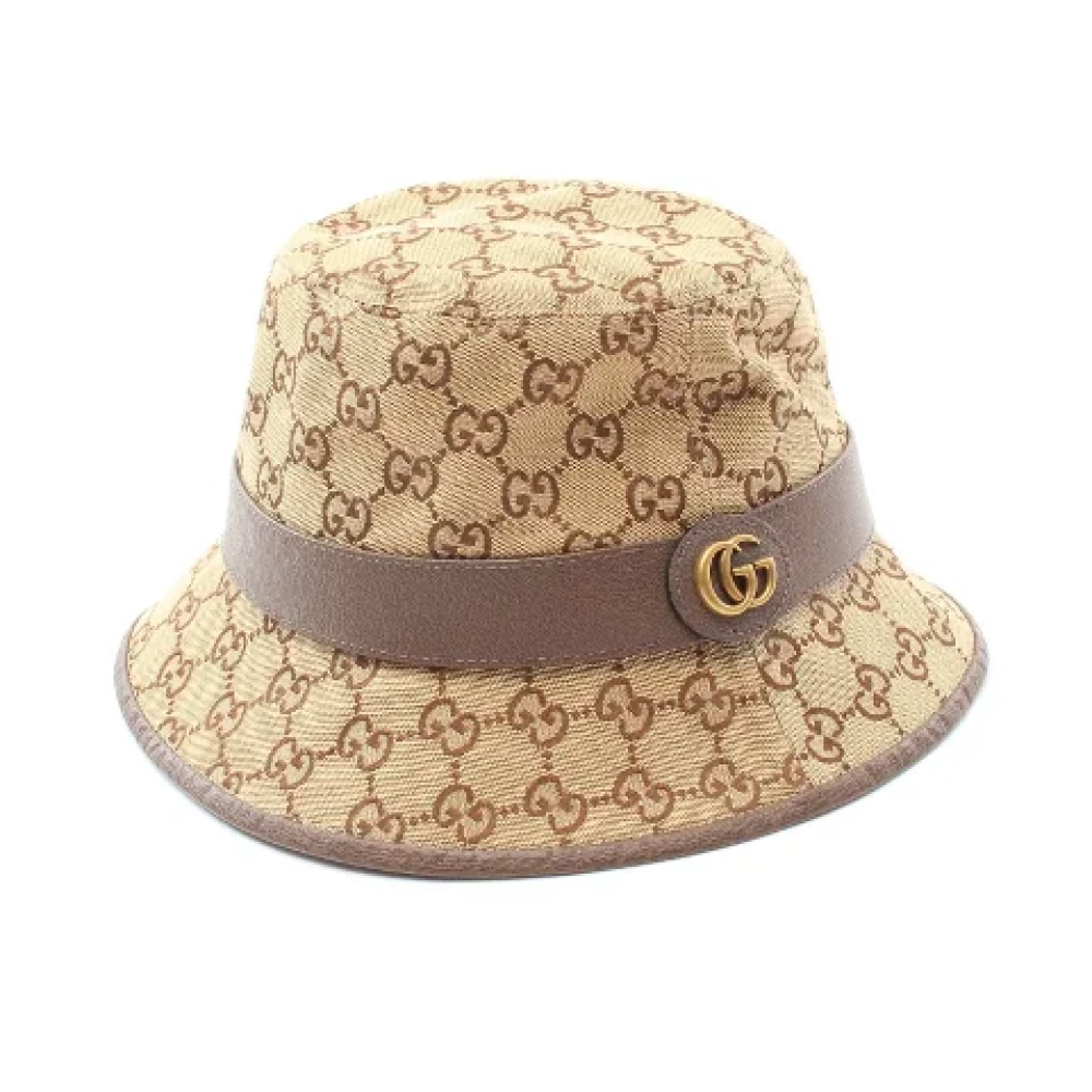 Gucci Vintage Pre-owned Leather hats Beige Dames