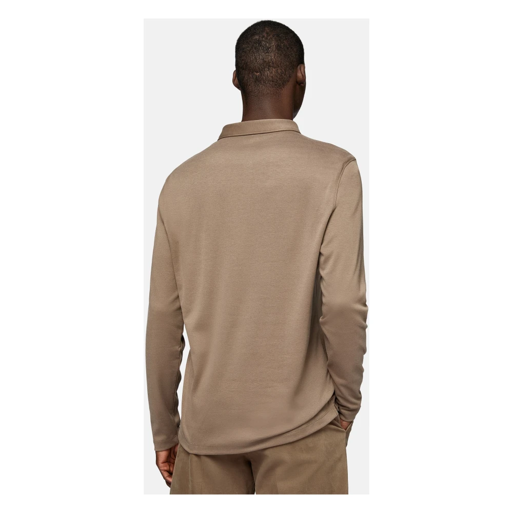 Boggi Milano Poloshirt van hoogwaardige jersey van katoenmix Brown Heren