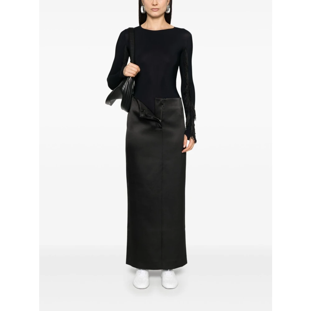 MM6 Maison Margiela Zwarte Top met Verborgen Drukknop Black Dames