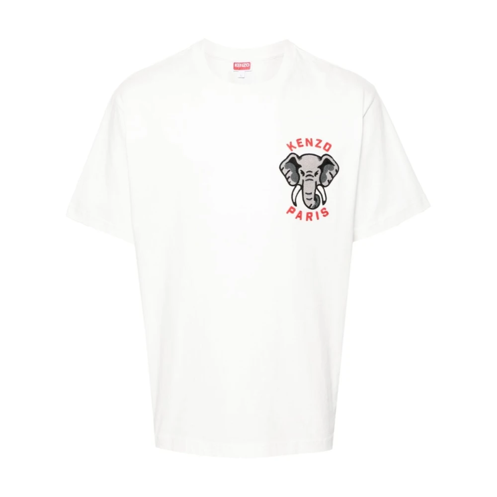 Kenzo Olifant Print Katoenen T-Shirt White Heren