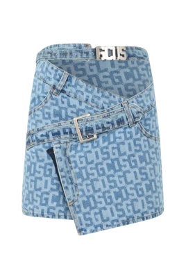 Bältad Monogram Denimkjol