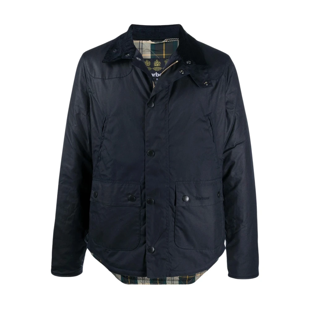Barbour Gewaxt Katoen Gewatteerde Voering Jas Blue Heren