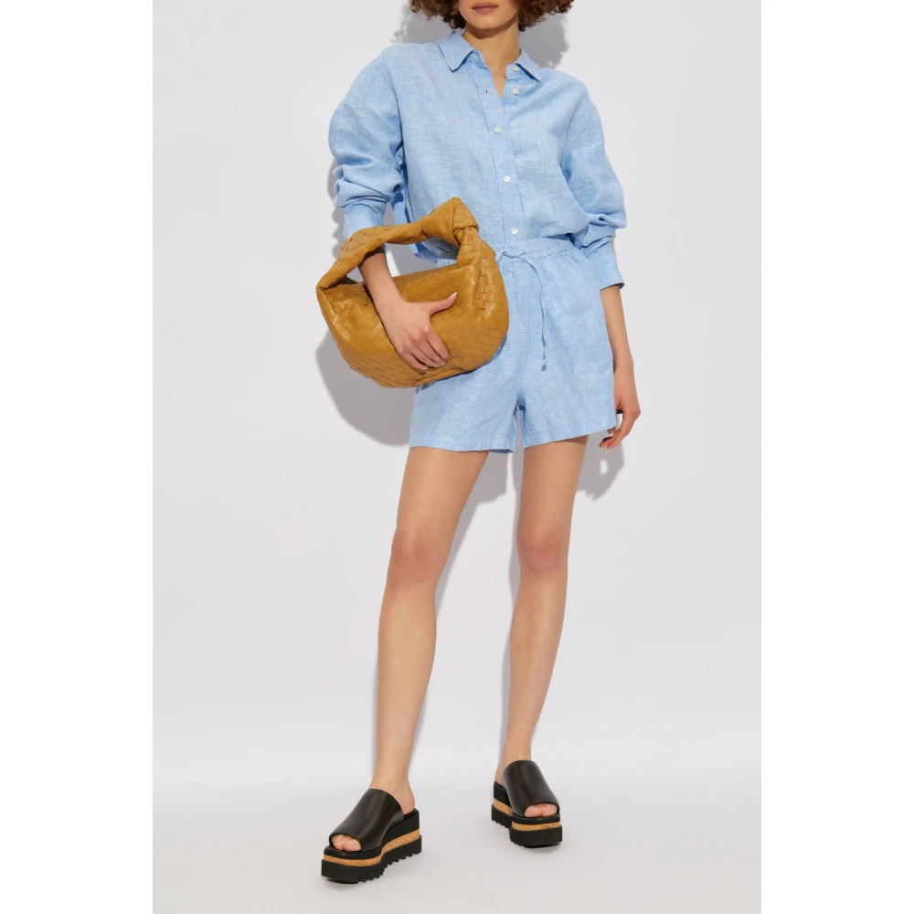 Samsøe Linnen shorts `Maren` Blue Dames
