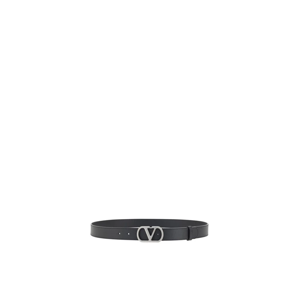 Valentino Garavani Contrasterende VLogo Leren Riem Sluiting Black Heren