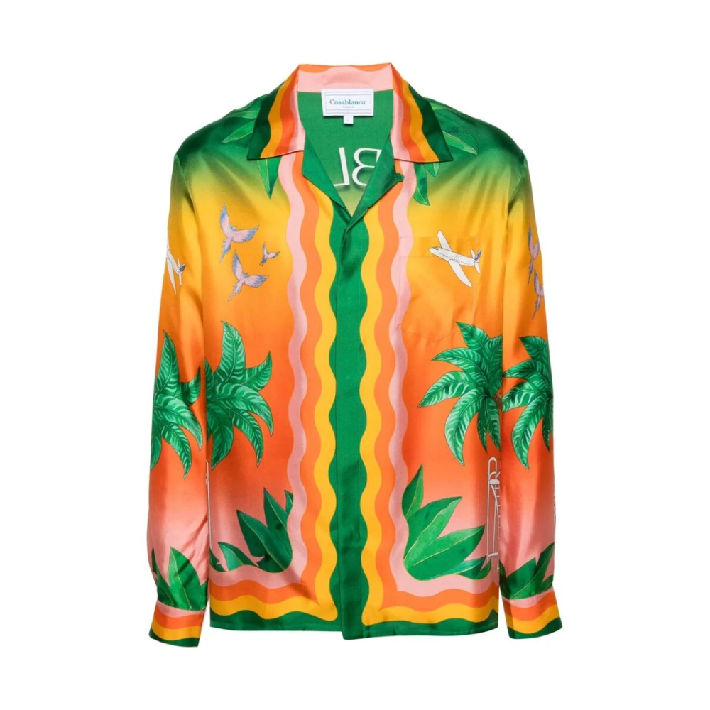 Casablanca Zijden Shirt met Tennis Club En Fleur Print Multicolor Heren