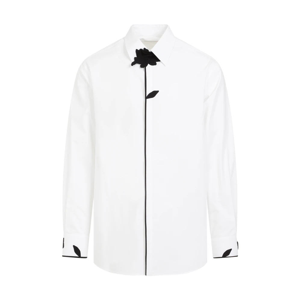 Valentino Witte Bloemen Detail Shirt White Heren