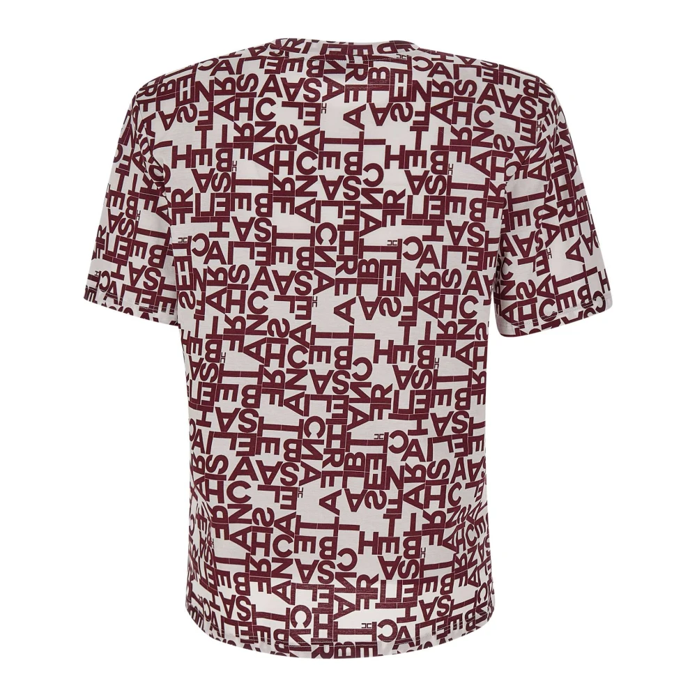 Elisabetta Franchi Bordeaux Monogram Katoenen T-shirt Red Dames