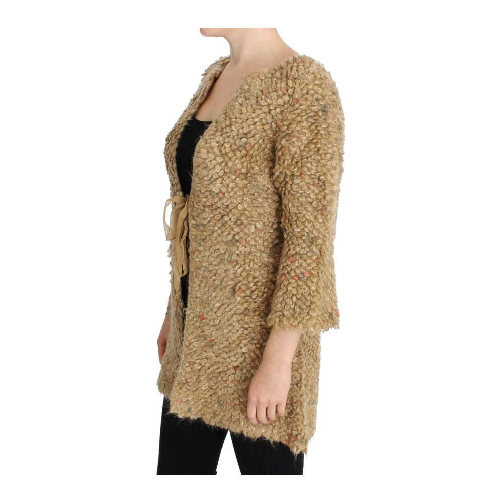 Pink Memories Beige Textuur Gebreide V-hals Vest Beige Dames