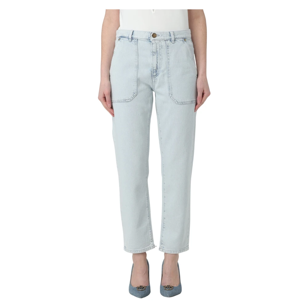 pinko Snow Wash Cropped Jeans Blue Dames