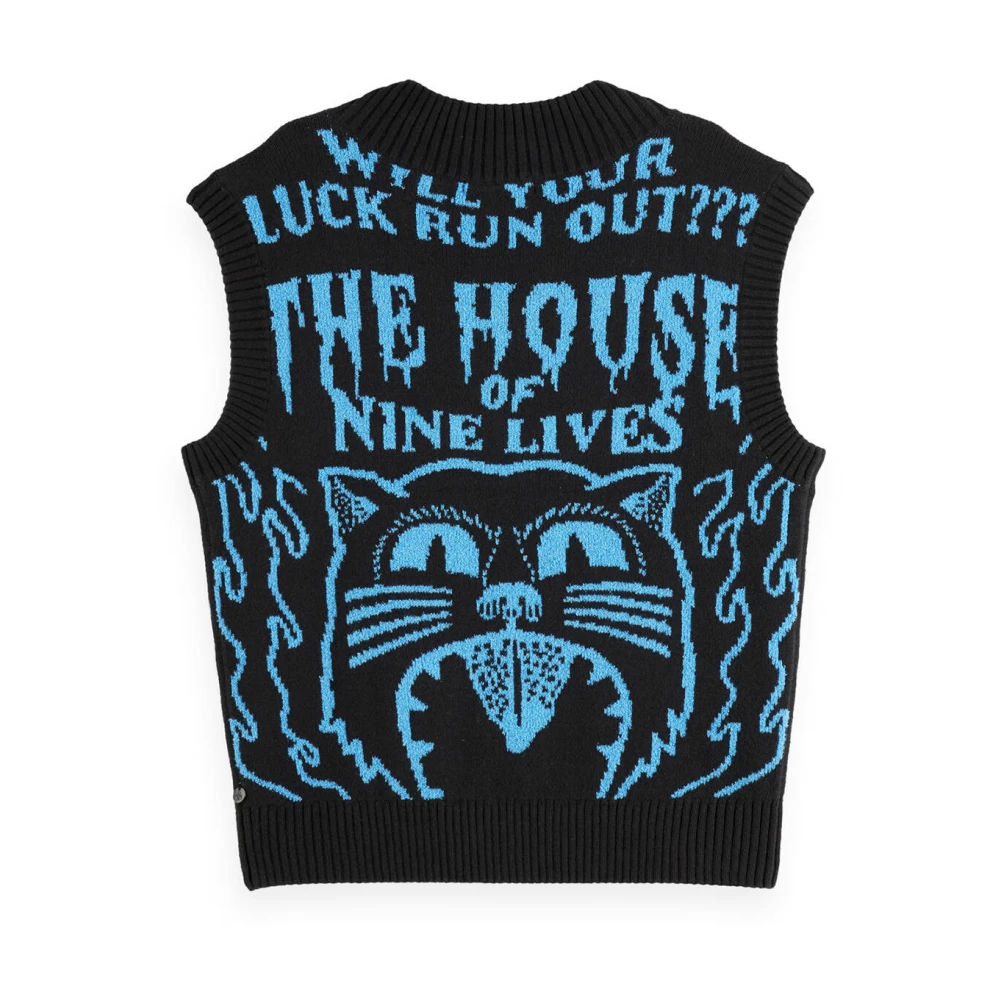 Scotch & Soda Jacquard Gebreide Spencer Vest Black Dames