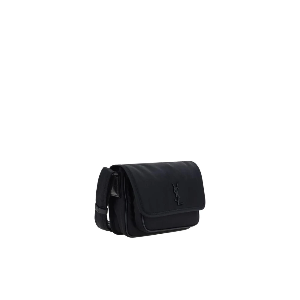 Saint Laurent Zwarte Schoudertas met YSL-logo Black Heren