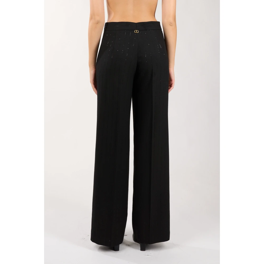 Twinset Pailletten Wijde Pijp Broek Black Dames