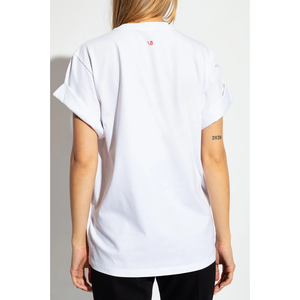 Victoria Beckham Ruimvallend T-shirt White Dames