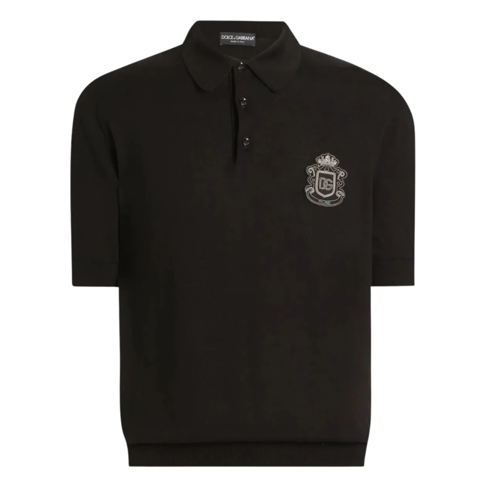 Dolce & Gabbana Men's Black Logo Appliqué Polo