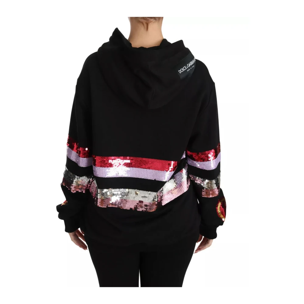 Dolce & Gabbana Paillet Hooded Pullover Sweater Black Dames