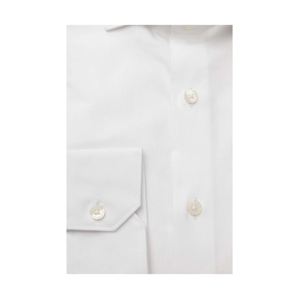 Bagutta Witte Franse Kraag Katoenen Overhemd White Heren