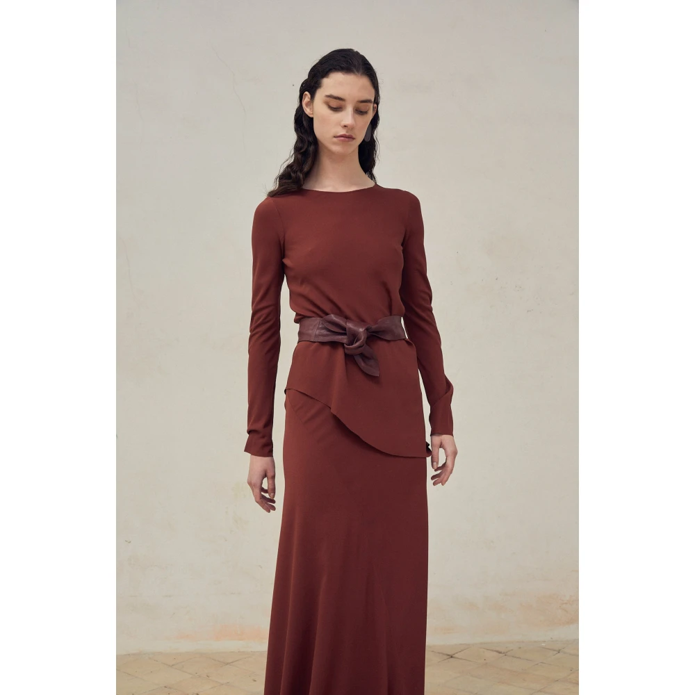 Cortana Zijden Stretch Top Boothals Asymmetrische Zoom Red Dames