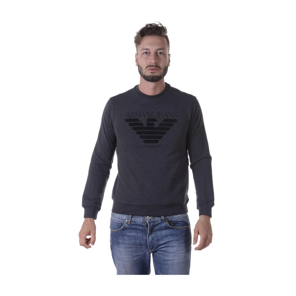 Armani Jeans Gray Hooded Sweatshirt - Male - Round-Neck Knitwear - S - Knitwear