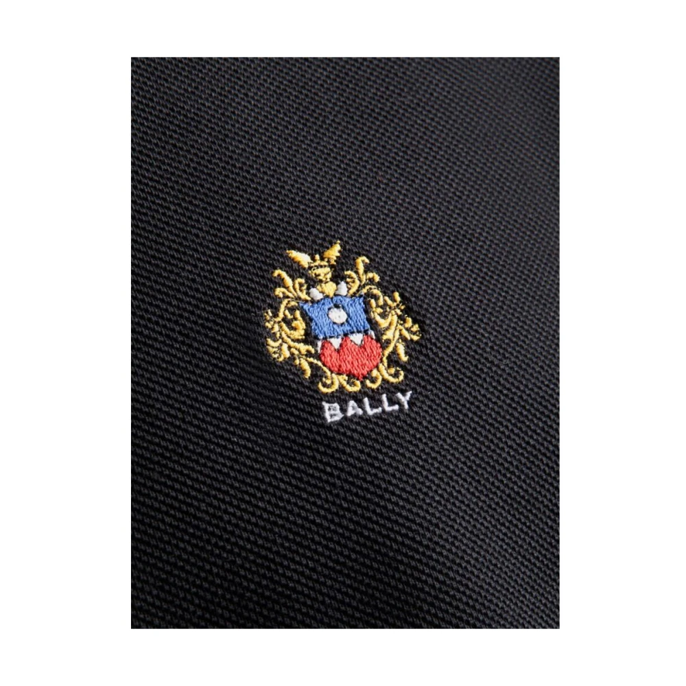 Bally Zwarte Polo Shirt met Logo Patch Black Heren