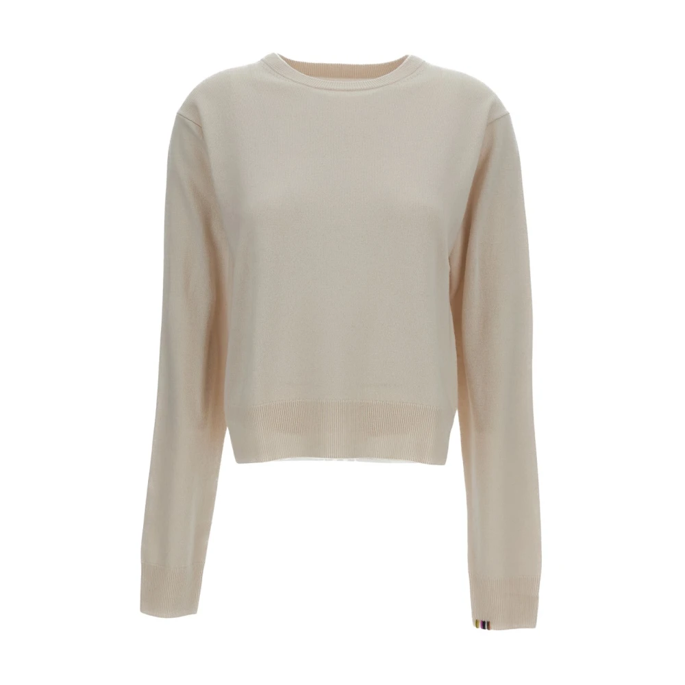 Extreme Cashmere Women's White Cashmere Knitwear, One Size, Classic Crewneck Jumper