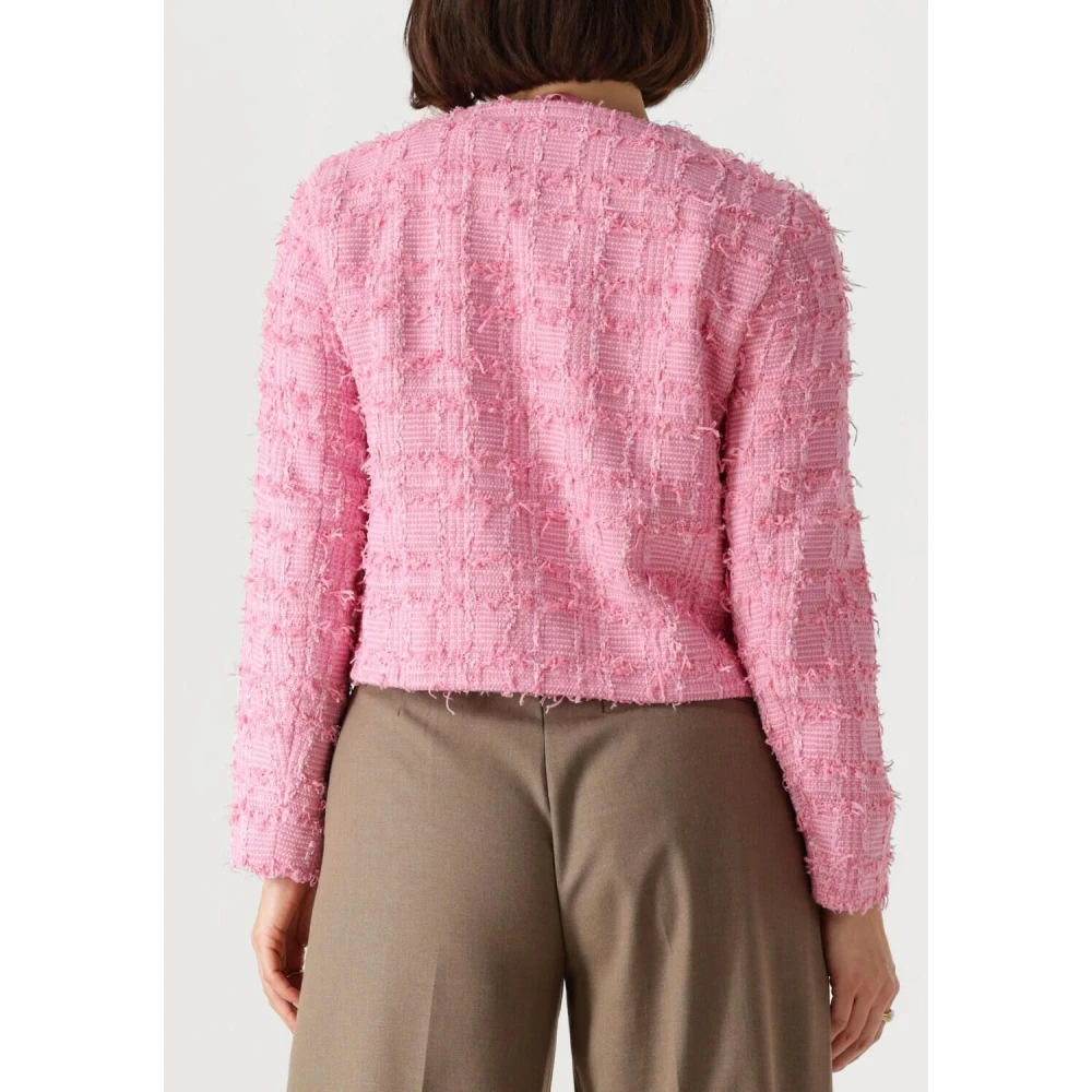 Co'Couture Geruite Bouclé Jas in Roze Pink Dames