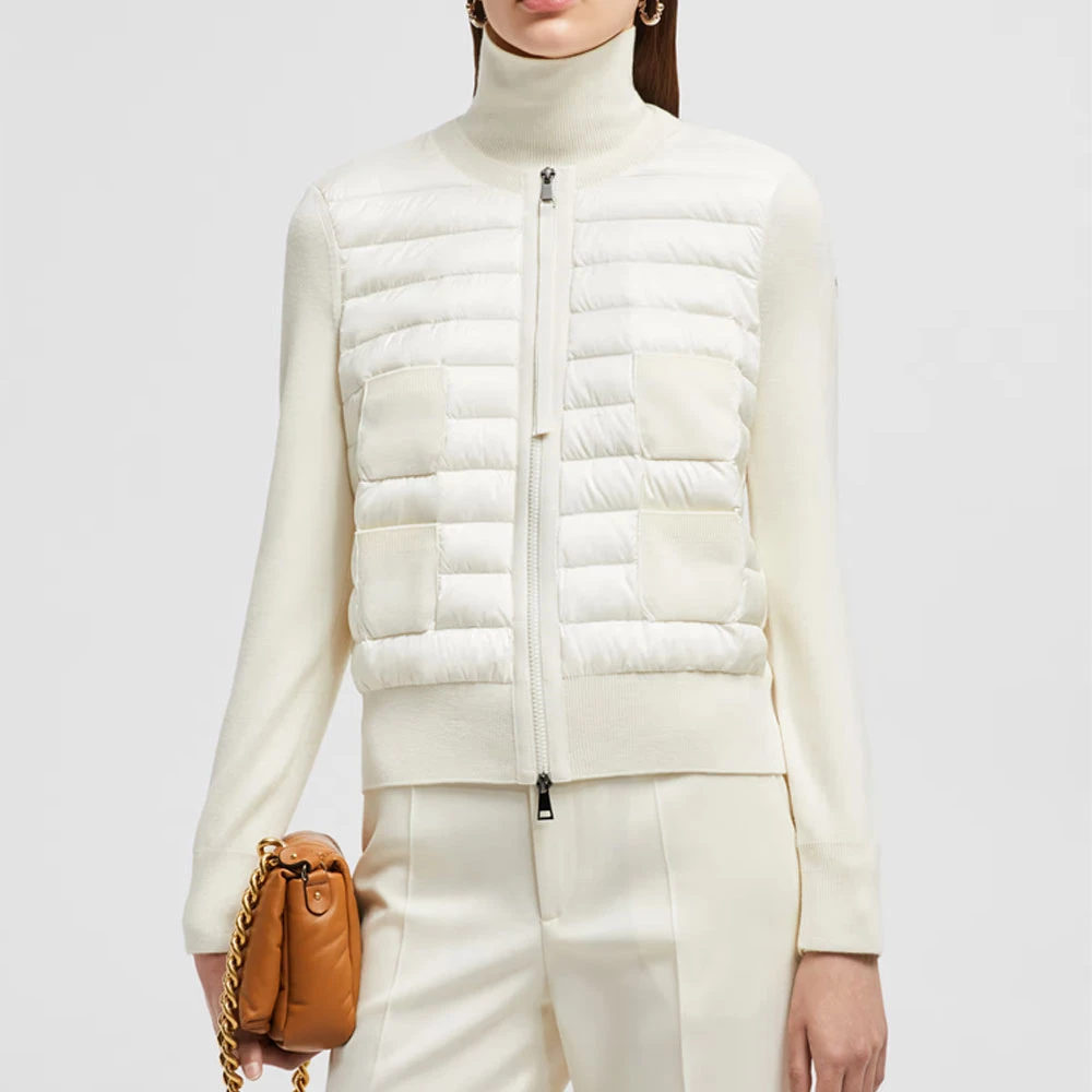 Moncler Donsjas Cardigan met Ritszakken White Dames