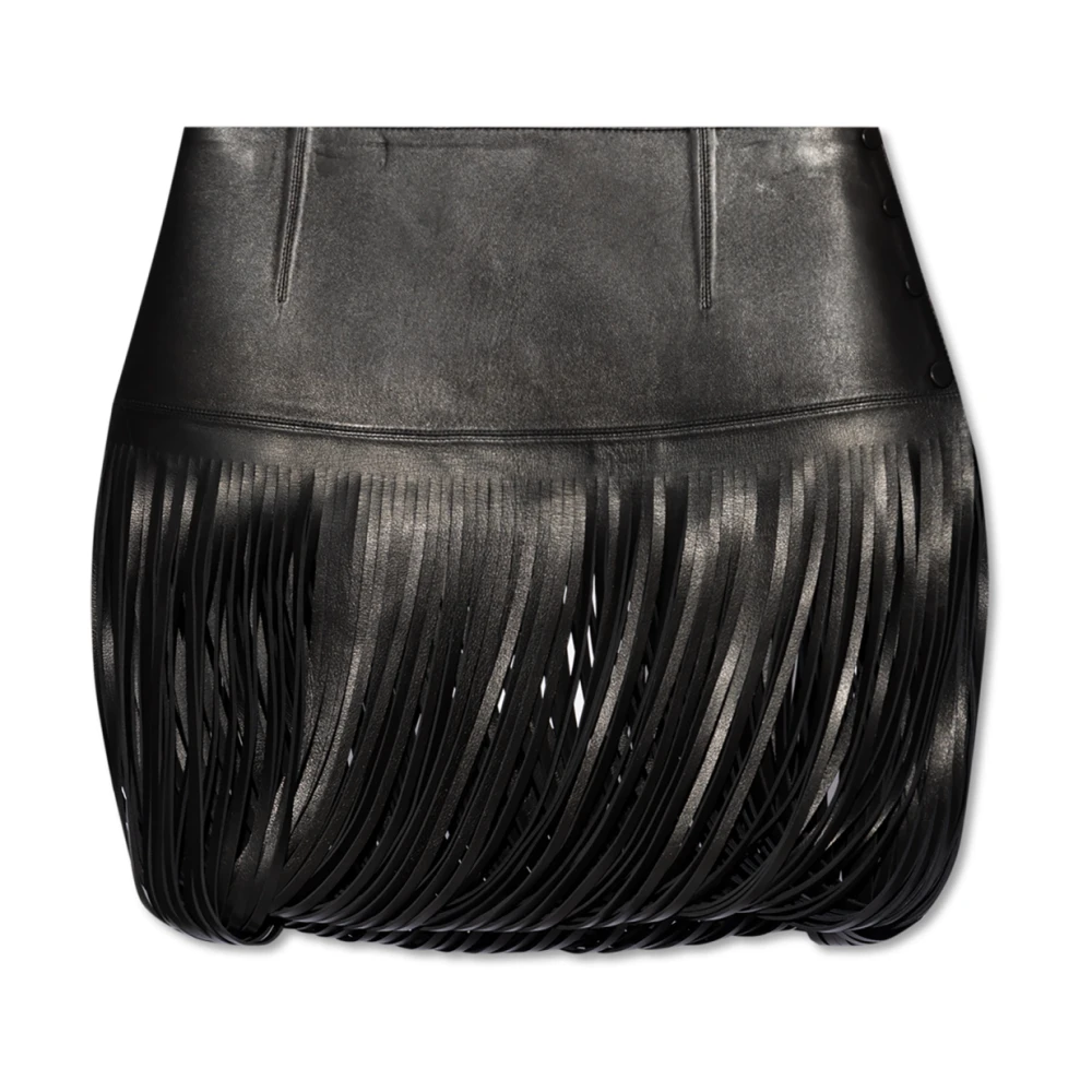 Alaïa Leren rok met franjes Black Dames
