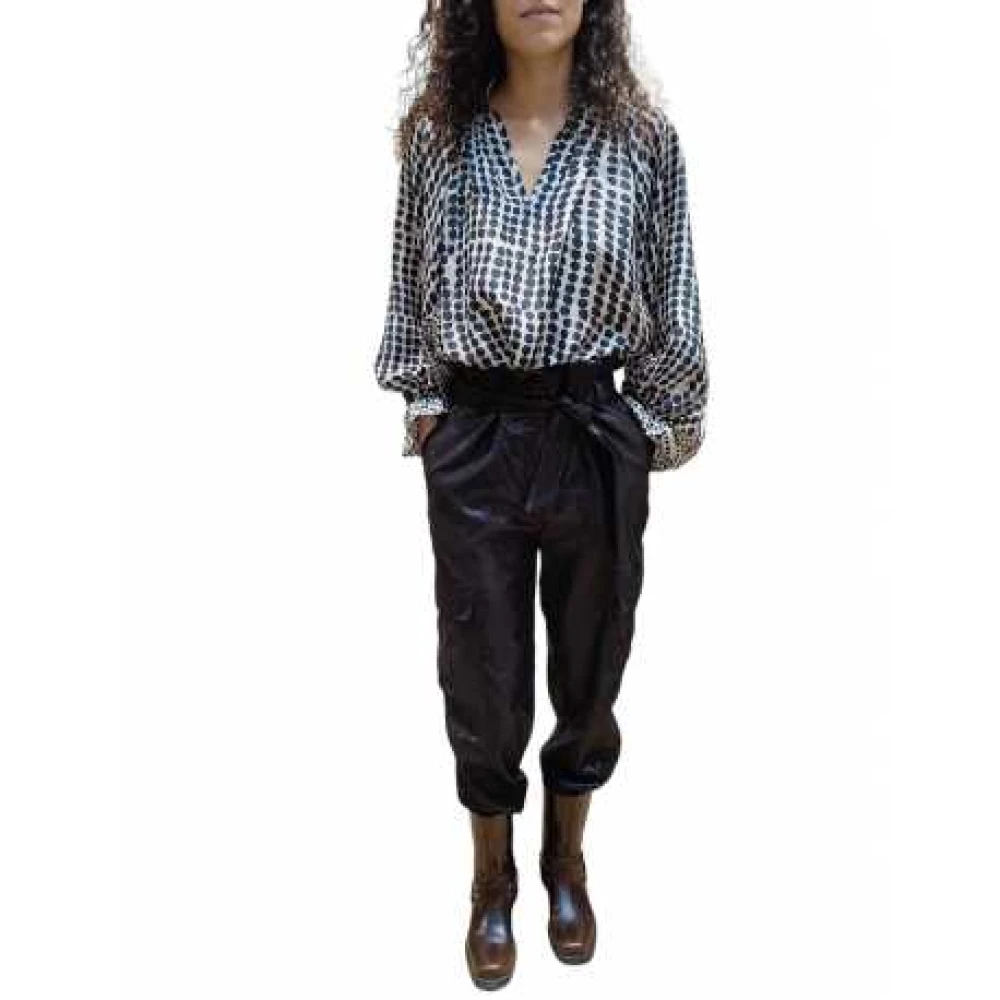 Mes Demoiselles Ivoor Zijden Blouse Zwarte Polka Dots Multicolor Dames