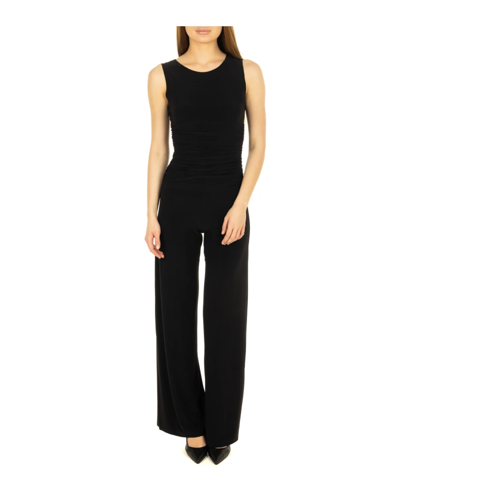 Norma Kamali Zwarte Jurken Jumpsuit met Gerimpelde Taille Black Dames