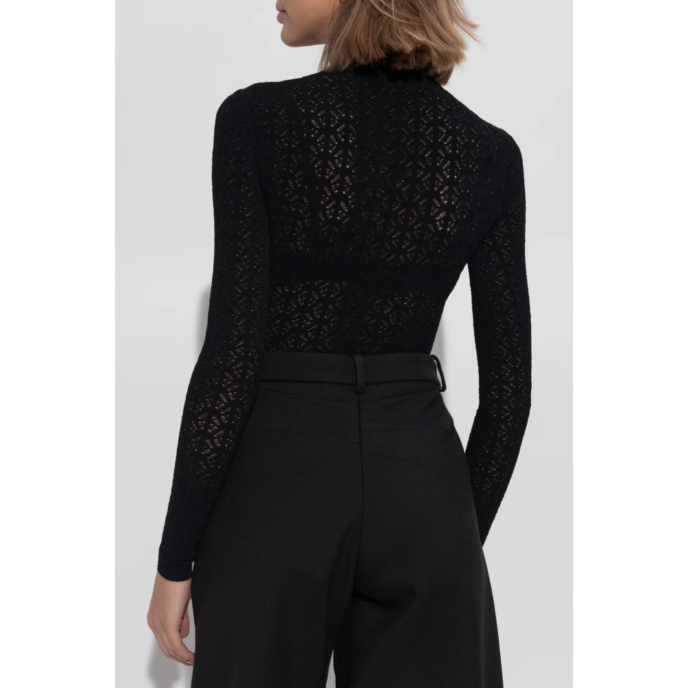 Alaïa Geribbelde bodysuit Black Dames