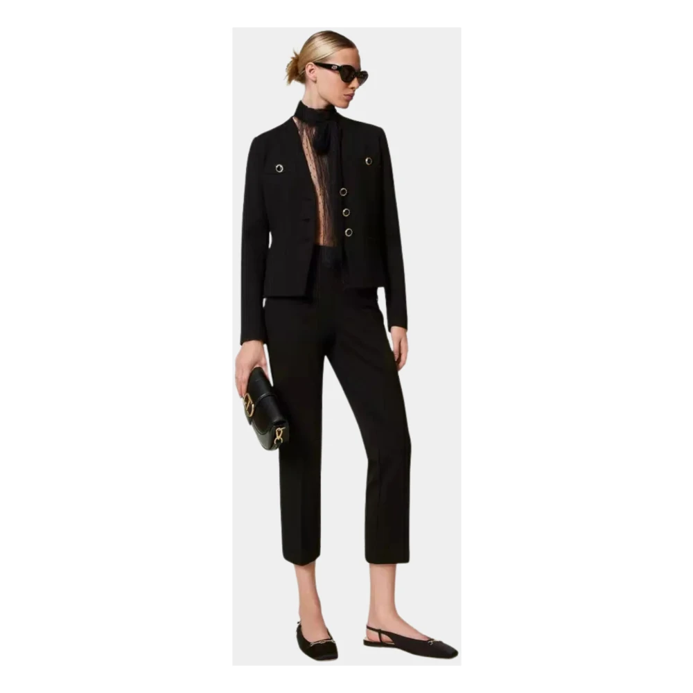 Twinset Zwarte Jersey Blazer met Juweelknopen Black Dames