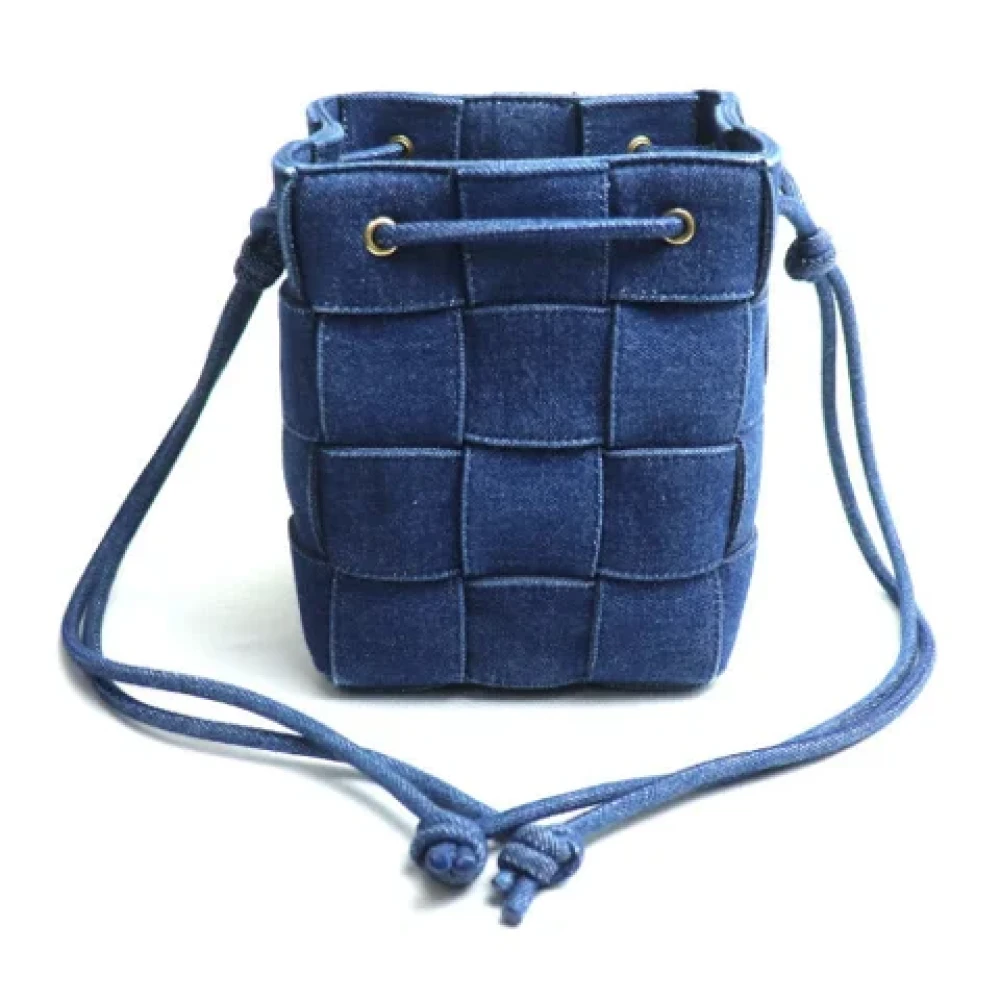 Bottega Veneta Vintage Pre-owned Cotton shoulder-bags Blue Dames