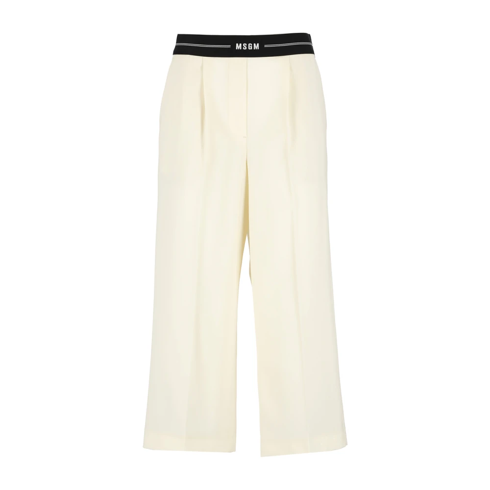 Msgm Cropped Trousers White Dames