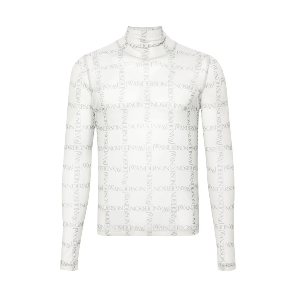 JW Anderson Mesh Logo Print Sweater White Heren