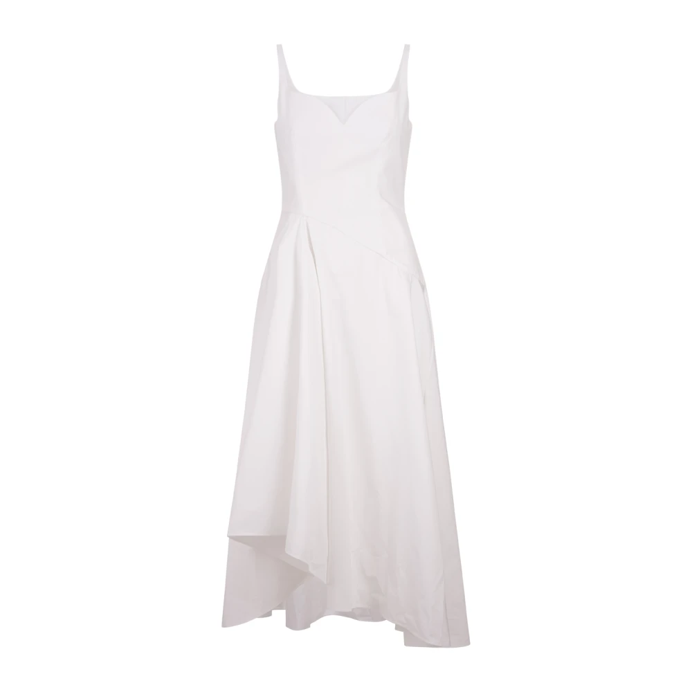 Alexander mcqueen Witte Katoenen Poplin Midi Jurk White Dames