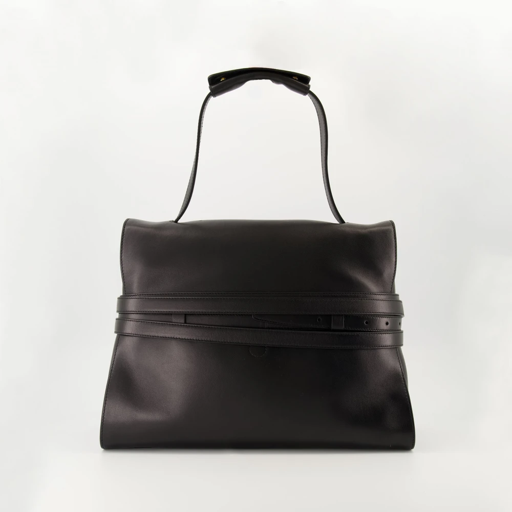 Moschino Zwarte leren schoudertas Black Dames