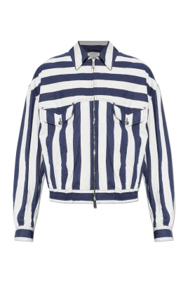 Randig bomullsdenimblouson