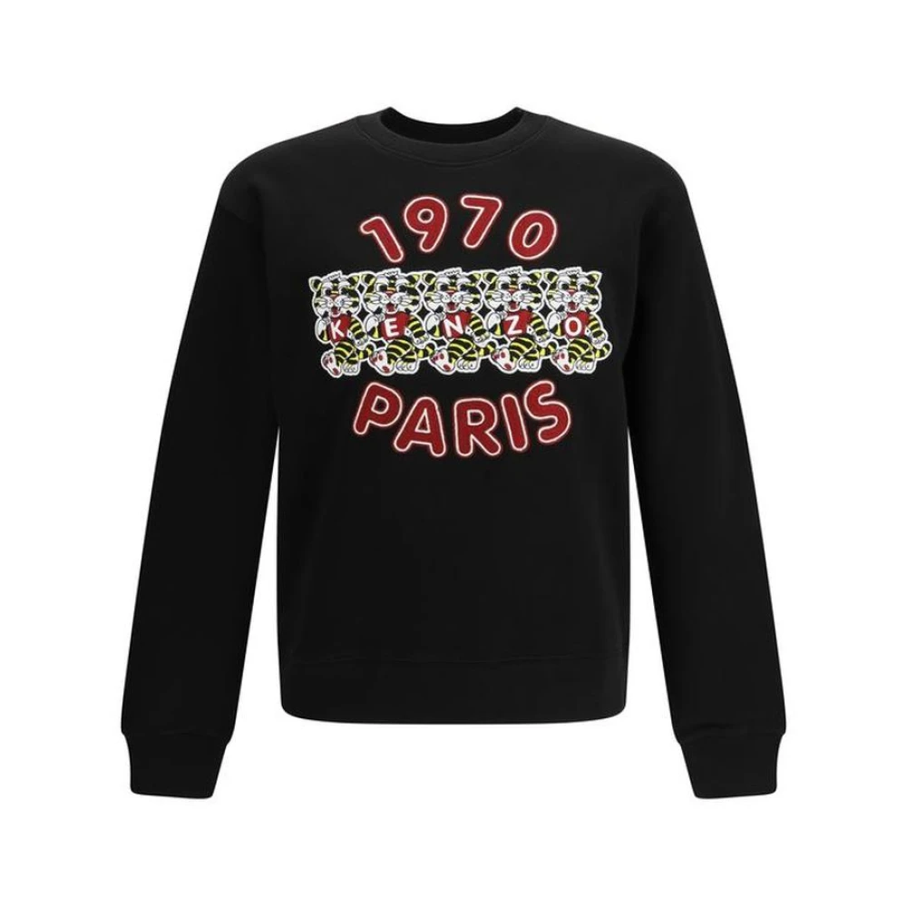 Kenzo Men's Black Sweatshirts, S, Cotton Casual Sweatshirt