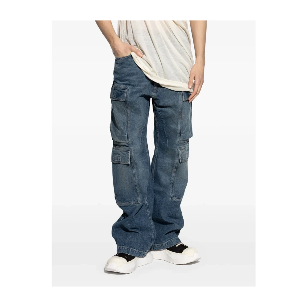 Rick Owens Blauwe Double Cargo Jeans Blue Heren