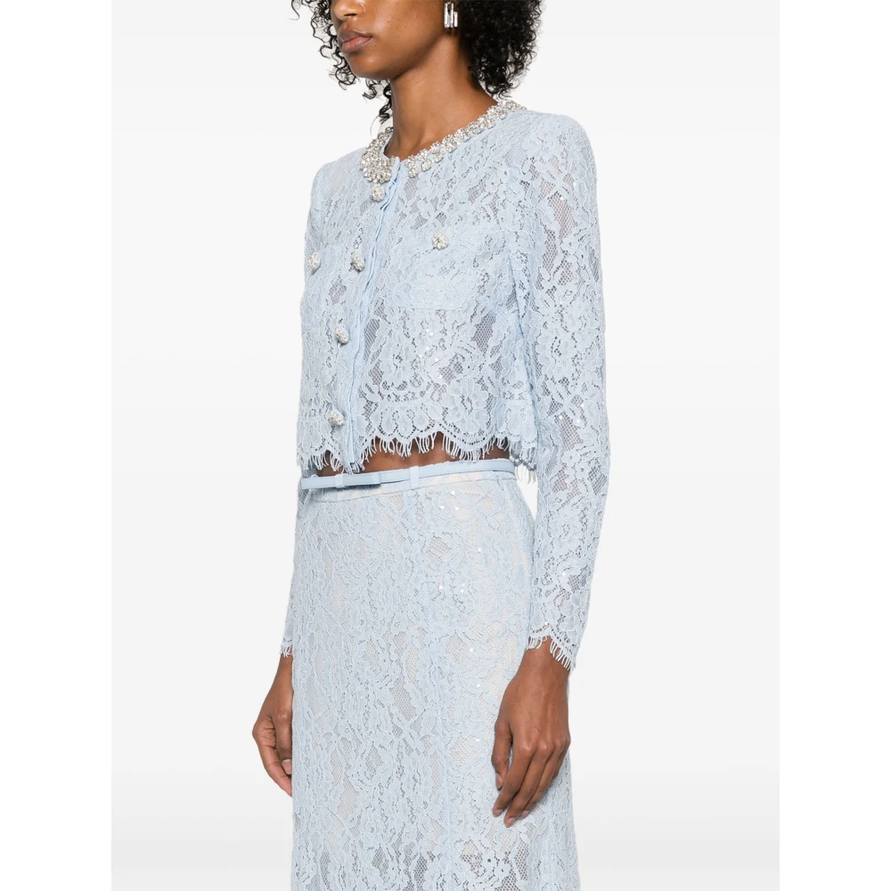 Self Portrait Kanten Top Rs25-053T-Bl Blue Dames