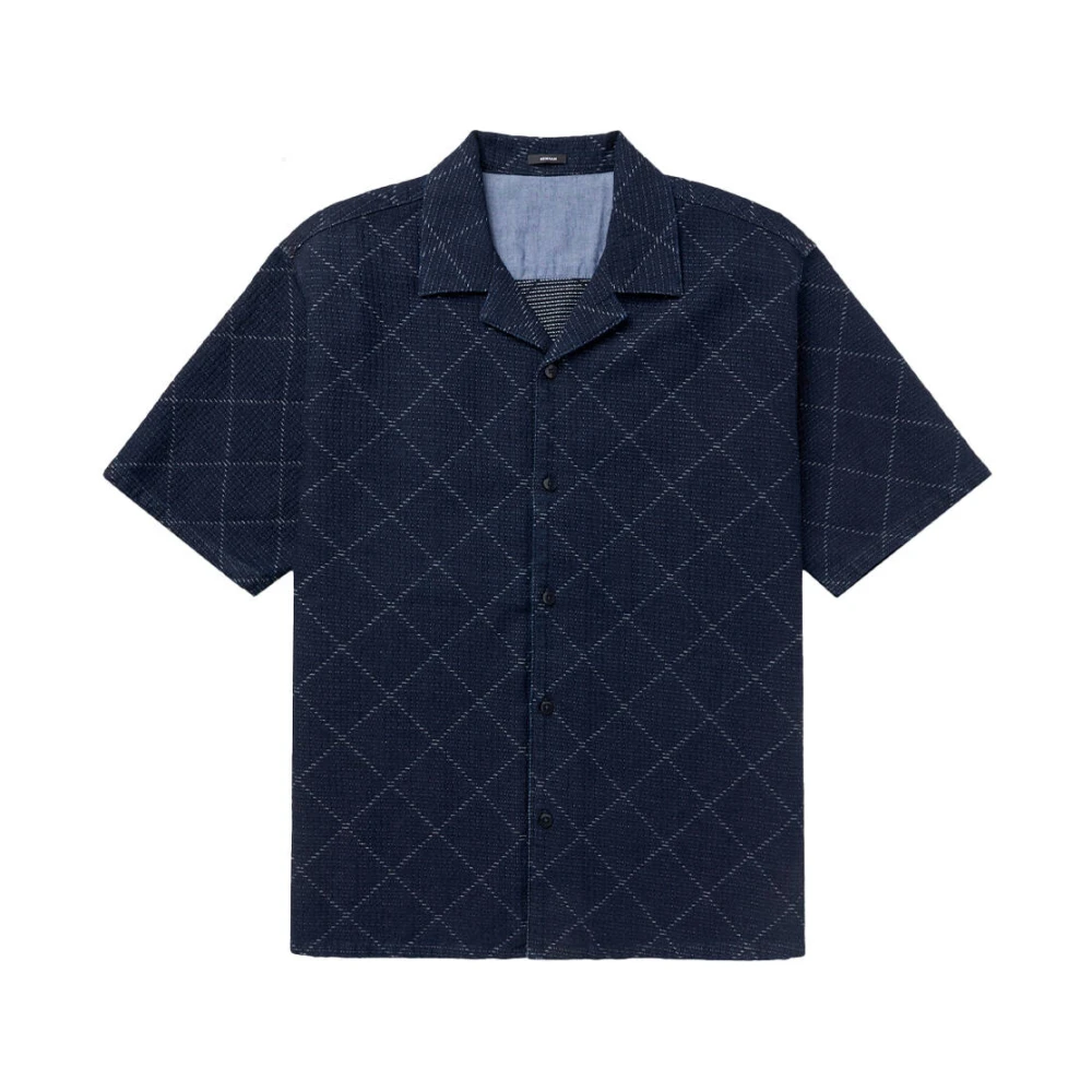 Denham The Jeanmaker Bowling Shirt Korte Mouw Stijlvol Blue Heren