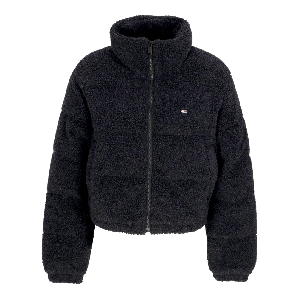 Tommy Hilfiger Zwarte Sherpa Teddy Puffer Jas Black Dames
